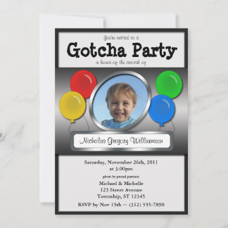 Invitaciones a la adopción en globo Fiesta