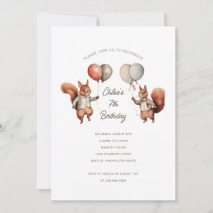 Invitaciones a la ardilla de cumpleaños del chica