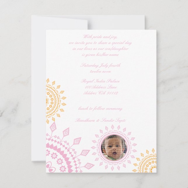 Invitaciones a la asignación de nombres para bebés (Anverso)