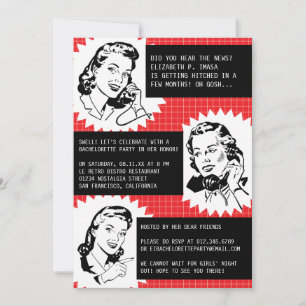Invitaciones a la Bachelorette de Gales Retro Gals