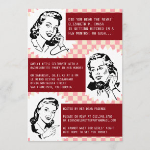 Invitaciones a la Bachelorette de Gales Retro Gals