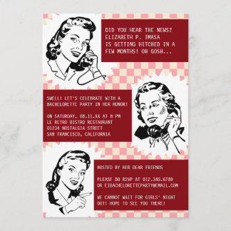 Invitaciones a la Bachelorette de Gales Retro Gals