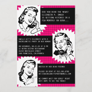 Invitaciones a la Bachelorette de Gales Retro Gals