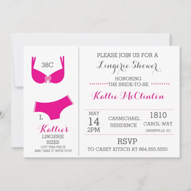 Invitaciones a la Bachelorette de Lingerie Bridal  (Anverso)