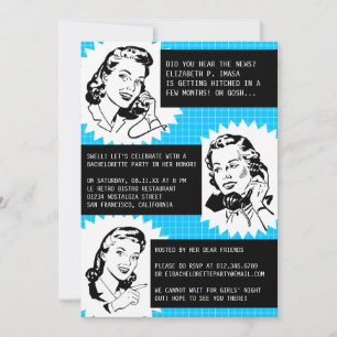 Invitaciones a la Bachelorette Gals Retro Gals