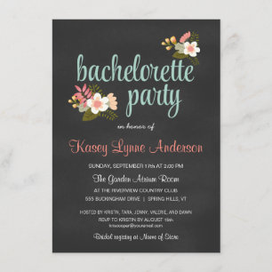 Invitaciones a la Bachelorette Party Floral Chalkb