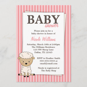Invitaciones a la banda rosa Baby Shower de corder