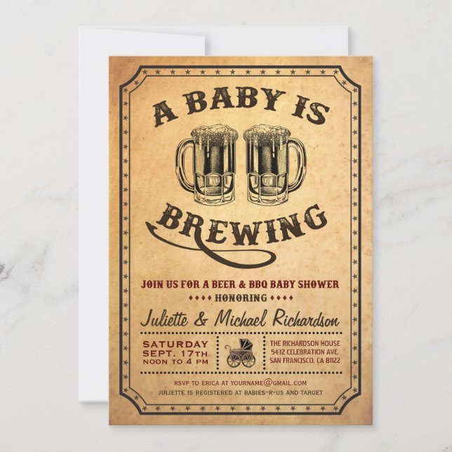 Invitaciones a la barbacoa de Baby Shower "Se está (Anverso)