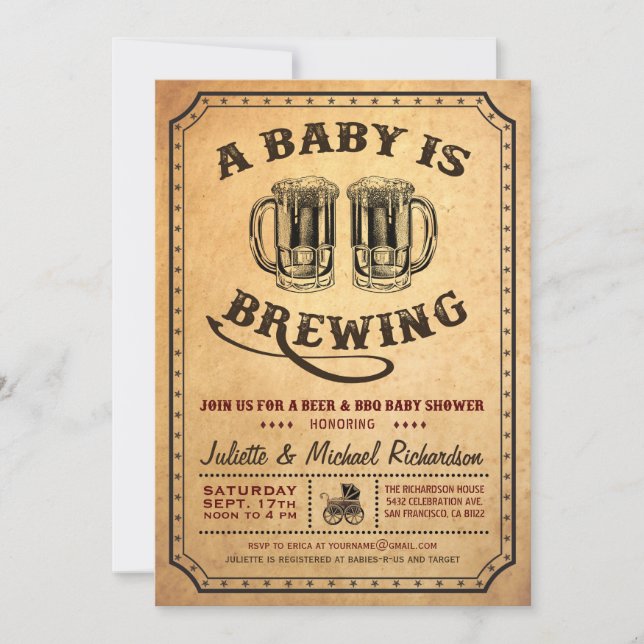 Invitaciones a la barbacoa de Baby Shower "Se está (Anverso)