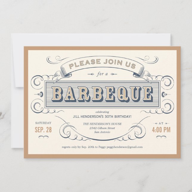 Invitaciones a la barbacoa de cumpleaños (Anverso)