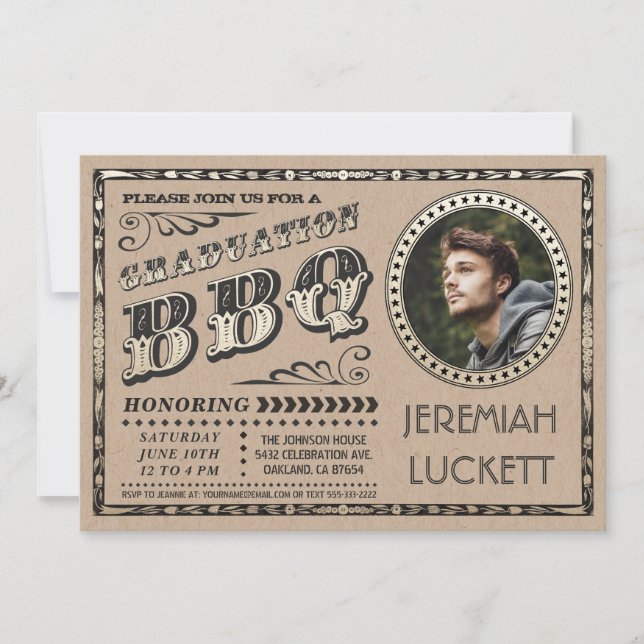 Invitaciones a la barbacoa de graduación | Foto pe (Anverso)