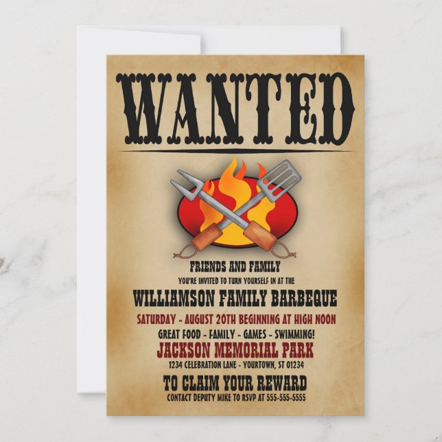 Invitaciones a la barbacoa de la familia Poster (Anverso)