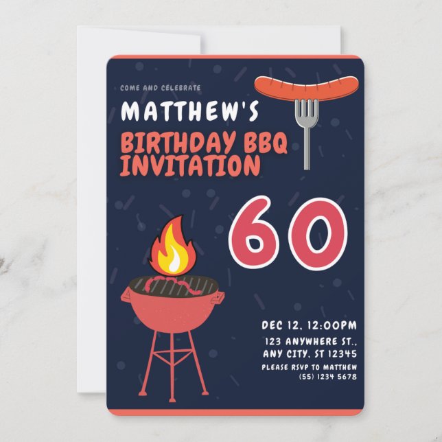 Invitaciones a la barbacoa de los 60 años de Matth (Anverso)