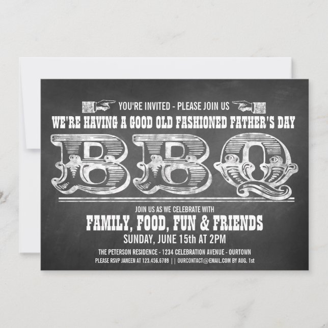 Invitaciones a la barbacoa del Día del Padre en Ch (Anverso)