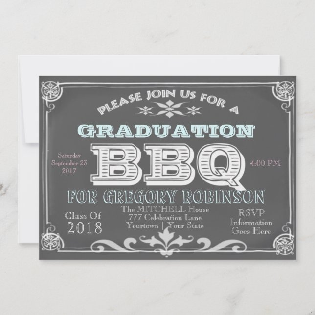 Invitaciones a la barbacoa para el tablero de grad (Anverso)