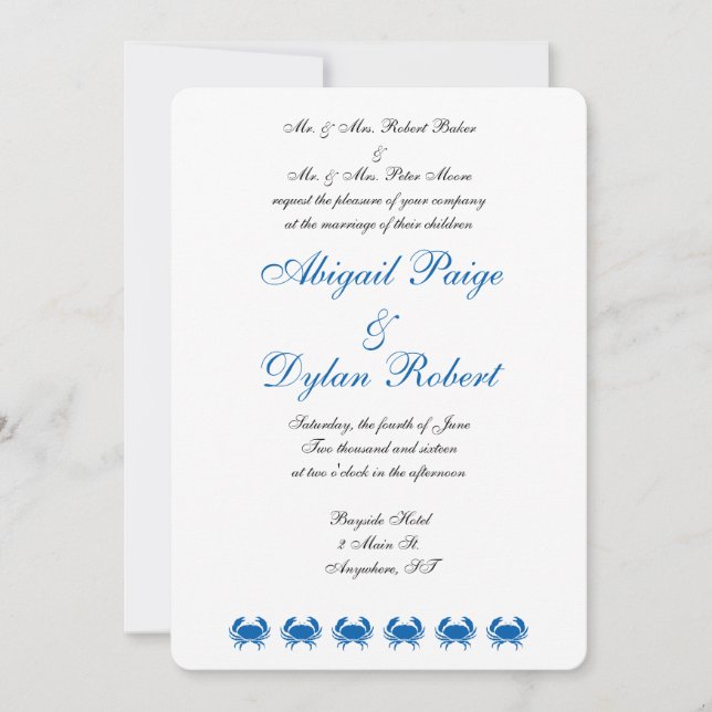 Invitaciones a la boda "a orillas del mar" (Anverso)