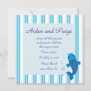 Invitaciones a la boda a rayas de Blue Koi