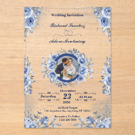 Invitaciones a la boda acrílica de la foto Minimal