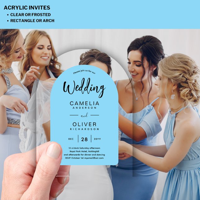 Invitaciones a la boda acrílica de Sky Blue Zazzle (Subido por el creador)