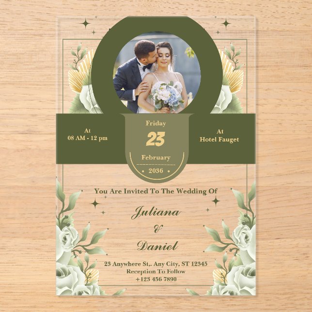 Invitaciones a la boda acrílica por Personalizado  (Anverso)