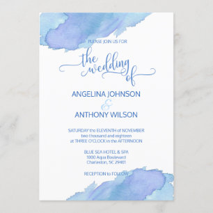 Invitaciones a la boda acuática azul Verde azulado