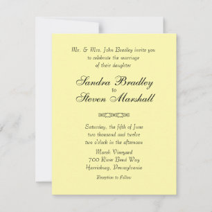 Invitaciones a la boda amarilla sólida