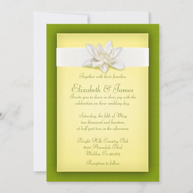 Invitaciones A La Boda Amarilla Y Verde (Anverso)