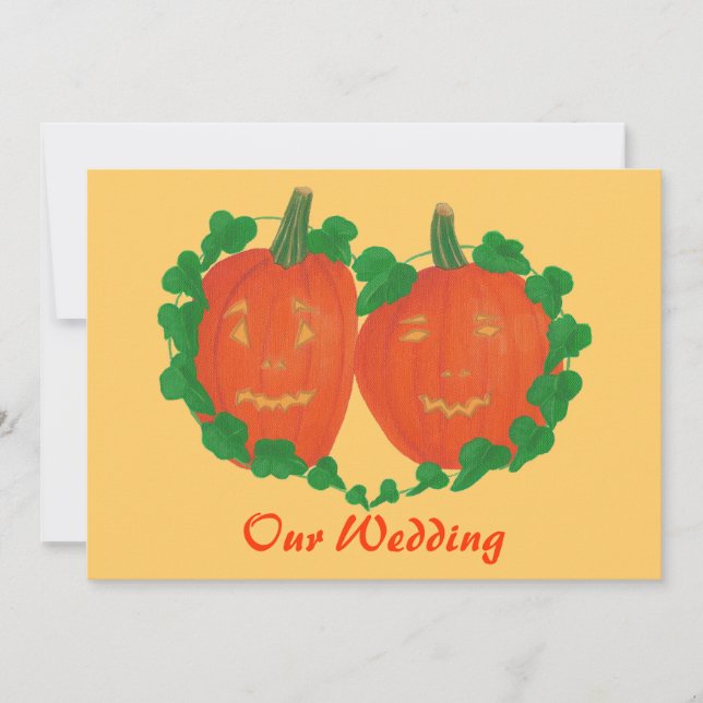 Invitaciones a la boda anaranjada, calabazas con a (Anverso)