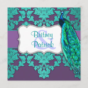 Invitaciones a la boda Aqua Peacock & Purple Damas