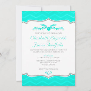 Invitaciones a la boda Aqua Zigzag