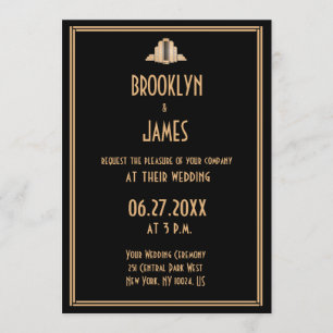 Invitaciones a la boda Art Deco Black Great Gatsby