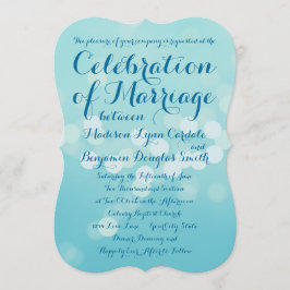 Invitaciones a la boda azul acuática de tipografía