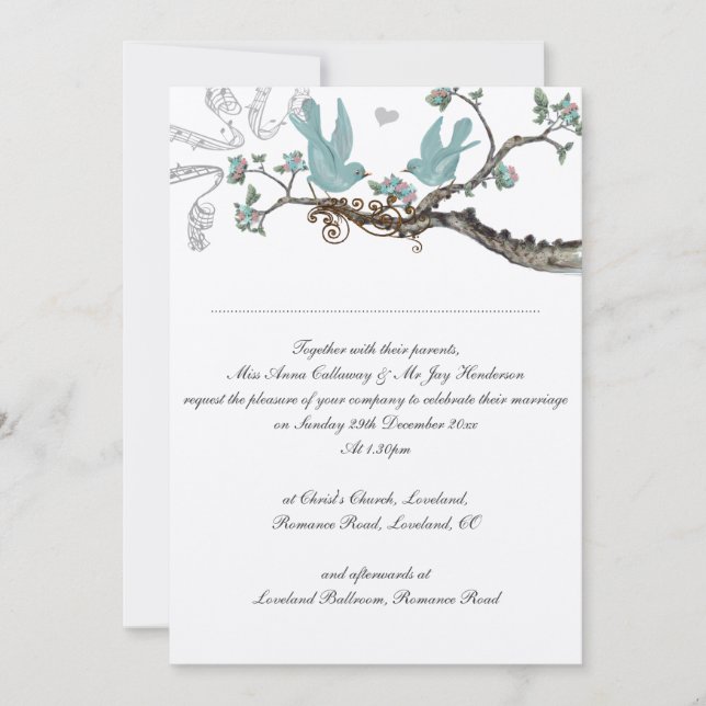 Invitaciones a la Boda Azul de Huevo de Robin Vint (Anverso)
