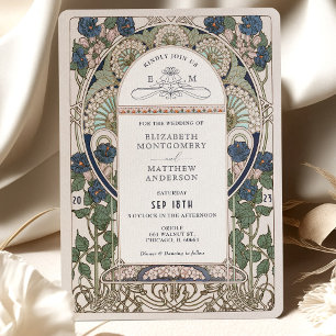 Invitaciones a la Boda Azul de la Marina Art Nouve