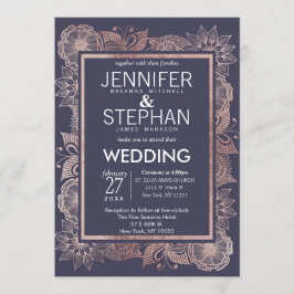 Invitaciones a la Boda Azul de la Marina y la Flor