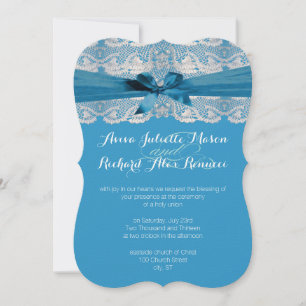 Invitaciones a la Boda Azul de Rústico Country Lac