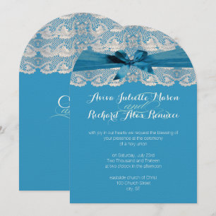 Invitaciones a la Boda Azul de Rústico Country Lac