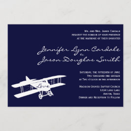 Invitaciones a la Boda Azul del Aviador de Biplano