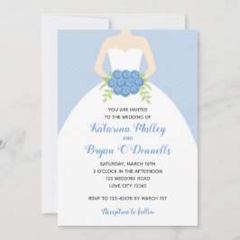 Invitaciones a la boda azul (elegante vestido de n