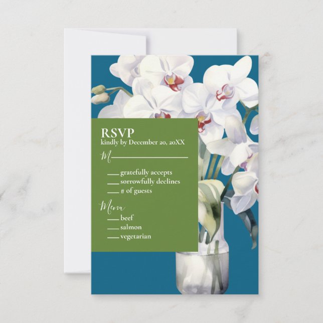Invitaciones a la Boda Azul Oceánica de las orquíd (Anverso)