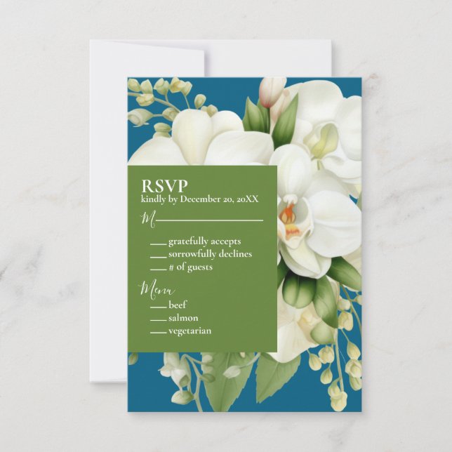 Invitaciones a la Boda Azul Oceánica de las orquíd (Anverso)
