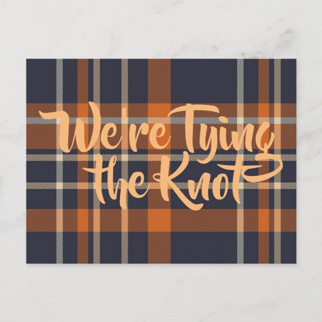 Invitaciones a la boda azul oscuro y Naranja (Anverso)