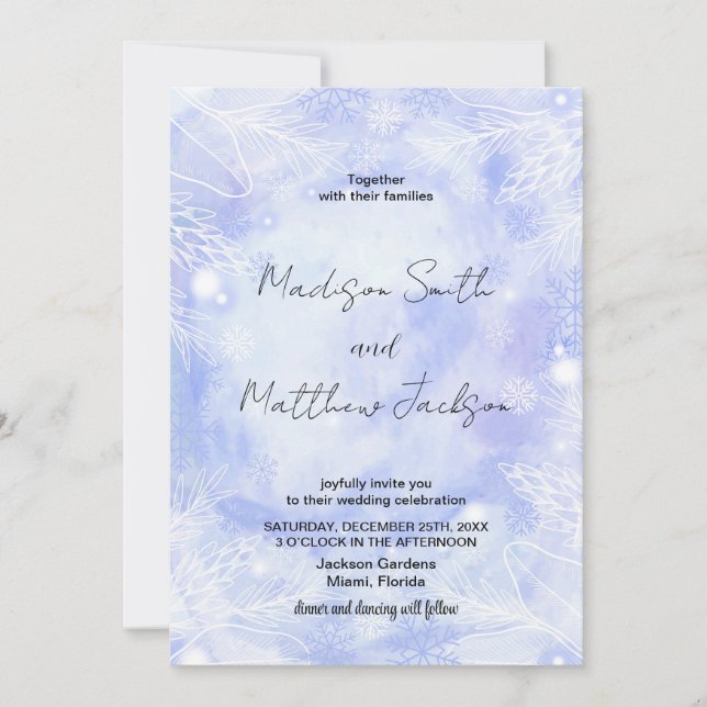 Invitaciones a la Boda Azul Púrpura (Anverso)
