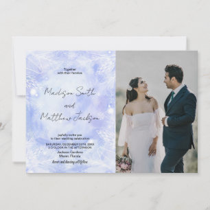 Invitaciones a la boda azul púrpura con foto