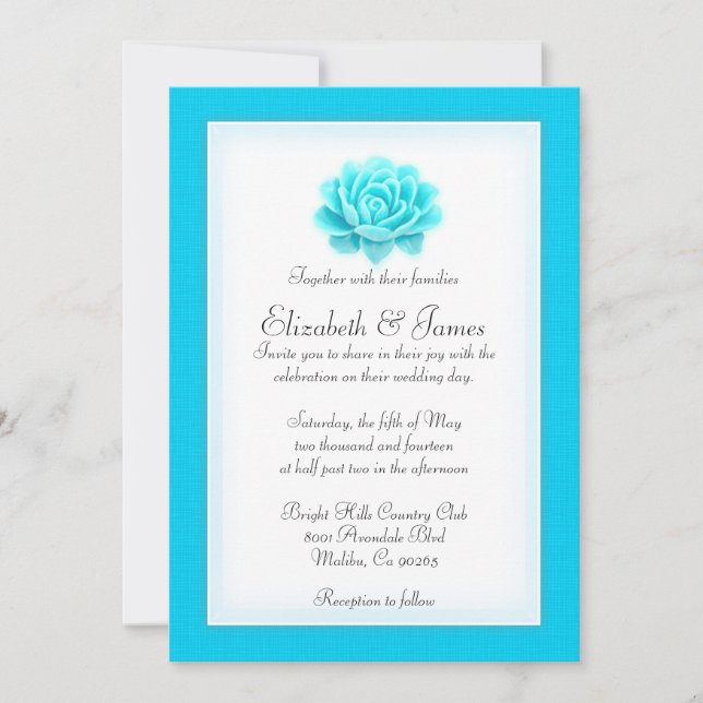 Invitaciones A La Boda Azul Y Blanca (Anverso)