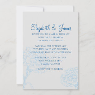 Invitaciones a la boda azul y blanca moderna perso