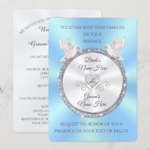 Invitaciones a la boda azul y blanca Personalizado