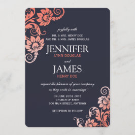 Invitaciones a la Boda Azul y Coral de Ombre