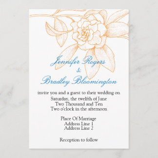 Invitaciones A La Boda Azul Y naranja