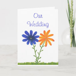 Invitaciones a la boda azul y Naranja, flores